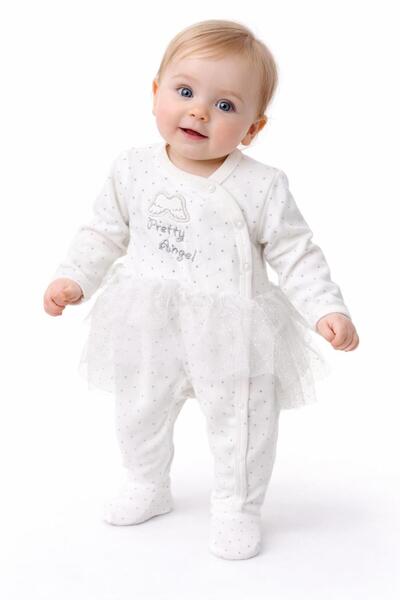 vovido Pretty Angel Nakışlı Tüllü Kız Bebek Tulum – %100 Pamuk, Şık ve Zarif ...