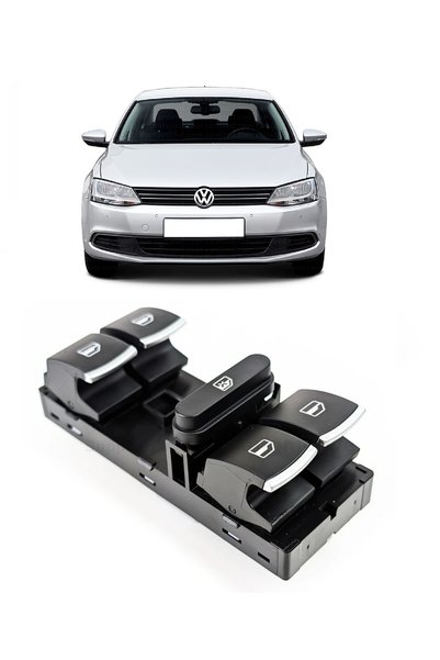 cme parts Volkswagen Vw Jetta 2011-2018 Uyumlu Ön Sol Kapı Dörtlü Cam Açma Düğmesi Krom Detaylı 5K4959857