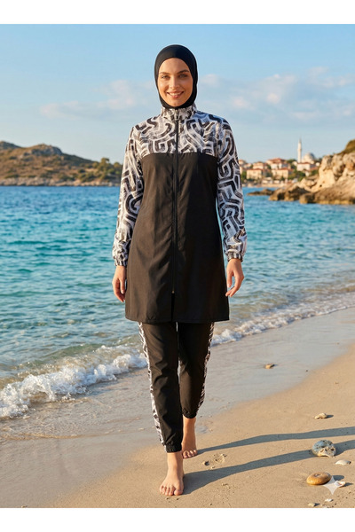 My-o Σετ μαγιό με μοντέρνο σχέδιο σκίτσου, από υφαντό ύφασμα, υδατοαπωθητικό,...