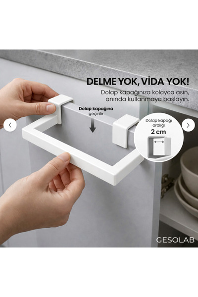 GESOLAB Dolap Kapağına Asılan Havluluk Küçük Boy | Delmeden Takılan Mutfak Ha...