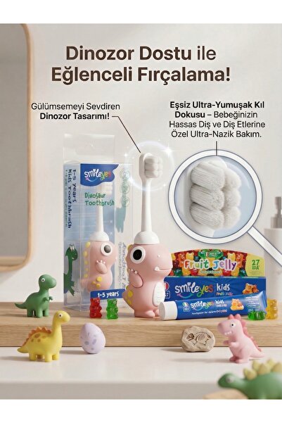 Smile yes Kids Meyve Jölesi Aromalı Çocuk Diş Macunu 3-6 Yaş + Dinazor Serisi...
