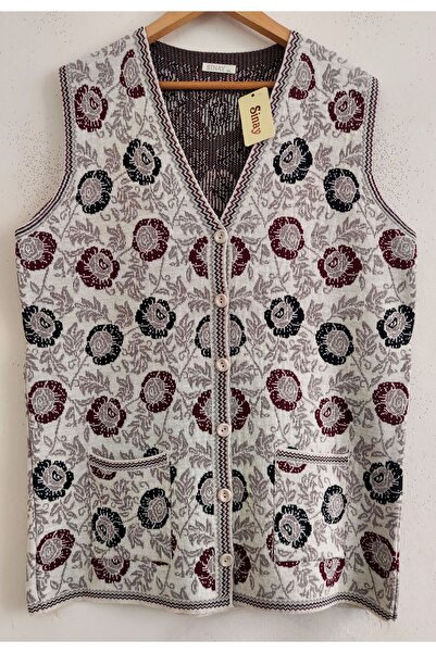 SİNAY TRİKO Women's New Clove Patterned Front Buttoned Pocketed Thick Knitwea...