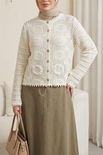 HİJABAYA Πλεκτή ζακέτα με οβάλ σχέδιο και διάτρητα κουμπιά