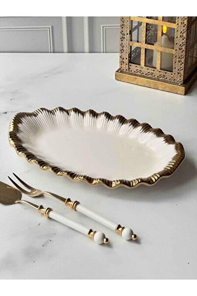 ROY KING Sofia Gold Oval Presentation Plate 38Cmx24Cm