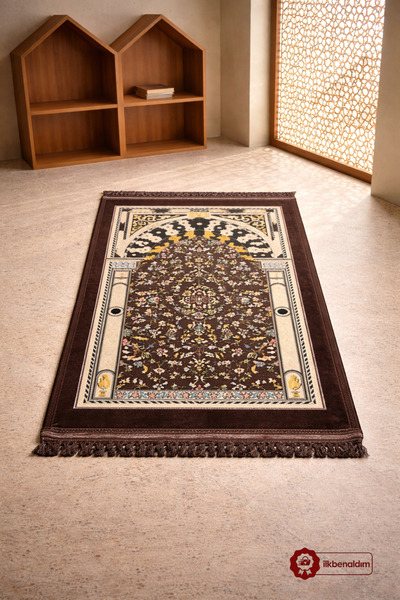 Zey-Al Peluş Seccade (Desenli) Kaymaz Taban Ultra Yumuşak Kadife Dokulu Lüks ...