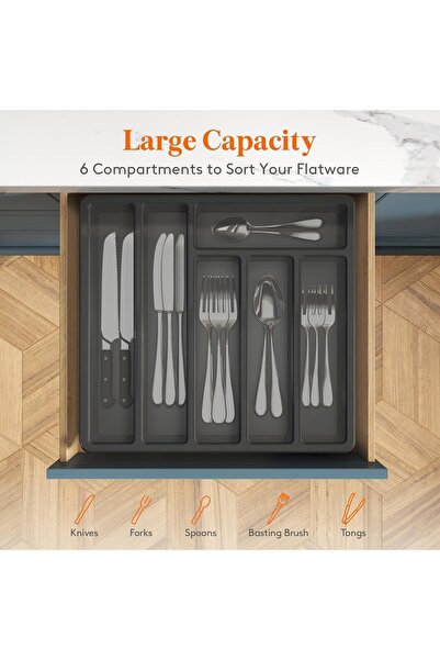 Generic 3-in-1 Dust-Proof Cutlery Organizer with Transparent Lid