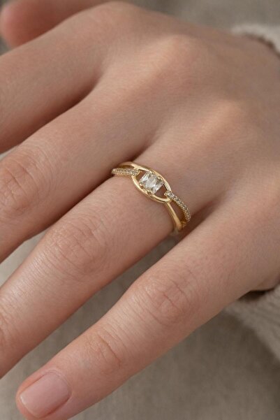 XUPING JEWELRY Baget Taşlı 14K Xupıng Çelik Yüzük