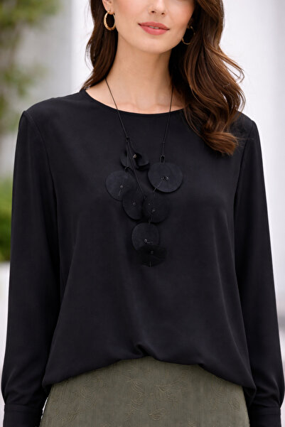 FUAT GÜRSEN Κοντή μπλούζα με λεπτομέρεια στο λαιμό