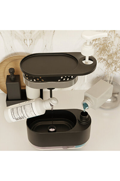 Generic 3-in-1 Kitchen Sink Organizer & Soap Dispenser Set – Dual Pump for Dish Soap & Hand Wash