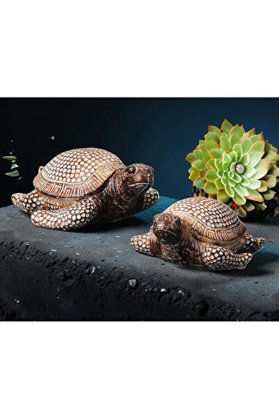 ELSELİFE Lüks Polyester Simli 2’li Caretta Caretta Biblo 12cm Reçine Deniz Ka...