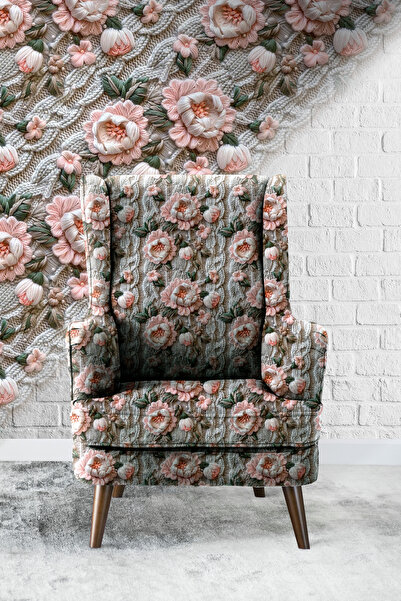 Vagonik Güller-02 3D Ψηφιακά Εκτυπωμένο Ύφασμα Ταπετσαρίας Καναπέ Υψηλής ποιό...