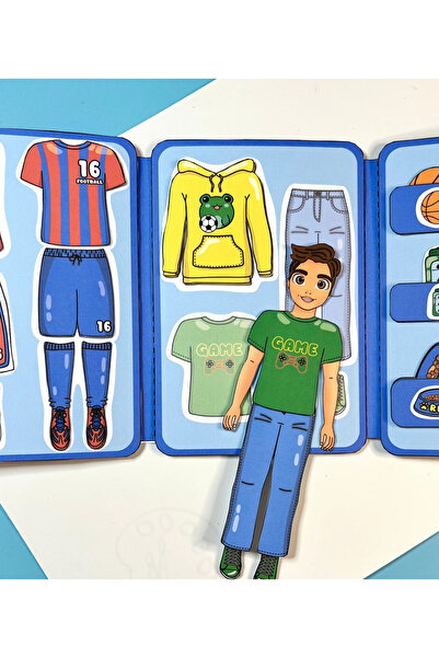 JACA Paper Doll Kes-Yapıştır-Oyna Erkek Giydirme Sporcu İnce Motor Becerisi O...