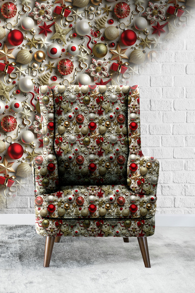 Vagonik Yılbaşı-01 3D Ψηφιακά Εκτυπωμένο Ύφασμα Ταπετσαρίας Καναπέ Ποιοτικό ύ...