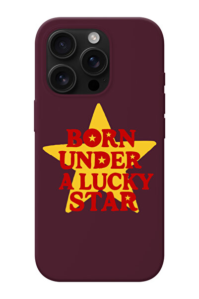 shoptocase iPhone 15 Pro Uyumlu Lucky Star Desenli İçi Süet Lansman Telefon K...