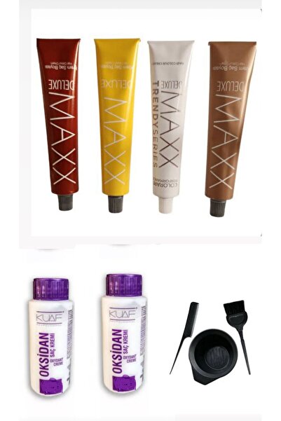 MAXX DELUXE EVDE SAÇ BOYA SETİ 1 Adet 100 ml Tüp Boya,2 Adet 60 Ml Oksidan,1 ...