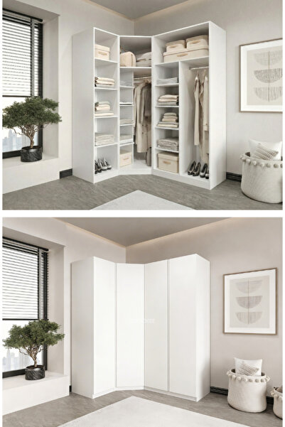 CANBAZ FURNİTURE Mira modüllü köşe 4 MDF kapaklı %100 MDF (KURULUM DAHİL)