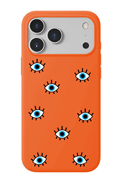 shoptocase iPhone 17 Pro Max Uyumlu Nazar Gözler Desenli İçi Süet Lansman Tel...