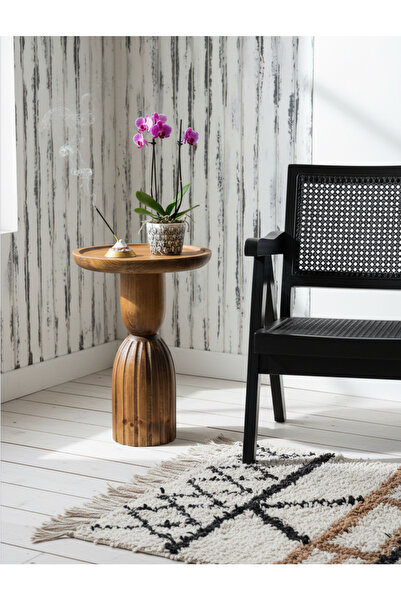 ASELYA HOME Doğal Ahşap Tekli Ananas Yan Sehpa Modern 50cm Açık Ceviz Fiskos ...