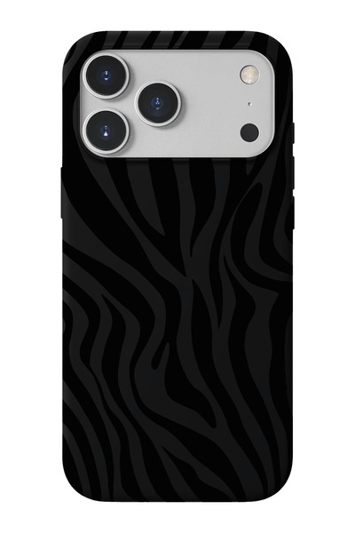 shoptocase iPhone 17 Pro Uyumlu Zebra Desenli İçi Süet Lansman Telefon Kılıfı