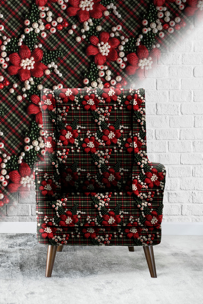 Vagonik İnci Çiçekler 3D Ψηφιακά Εκτυπωμένο Ύφασμα Ταπετσαρίας Καναπέ Υψηλής ...