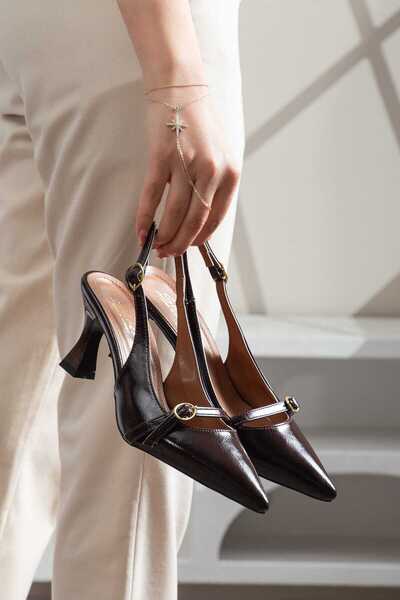 Erceka Γυναικεία παπούτσια στιλέτο με λεπτό τακούνι και μυτερή μύτη (Μαύρο / ...