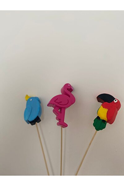 La Decore 3 lü saksı süsü , papağan, kuğu , kuş figürlü