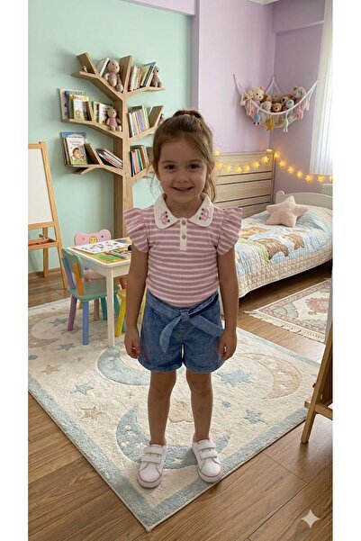 Yağmur Giyim PAMPAL Κοριτσίστικο Σετ με Κέντημα Φράουλα στο Γιακά και Τζιν Σο...