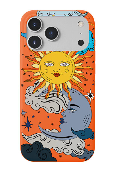 shoptocase iPhone 17 Pro Max Uyumlu Güneş Ay Desenli İçi Süet Lansman Telefon...