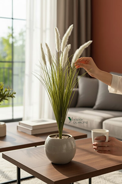 YAPAY ÇİÇEKÇİNİZ BÜYÜK VAZO ÇİÇEĞİ YAPAY TİLKİ KUYRUĞU DEMETİ 90 CM