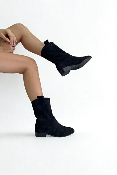 inizio Μαύρες καλοκαιρινές μπότες από σουέντ SL336
