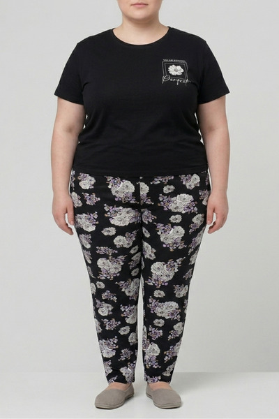 balkonda Γυναικείο Σετ Πιτζάμες Μεγάλου Μεγέθους, Ελαστικό, Άνετο, με Μακρύ Π...