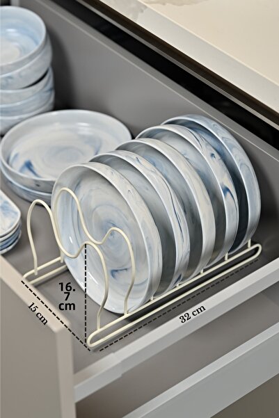 Edora Home Μπεζ οργανωτής συρταριού με 6 θήκες για καπάκια κατσαρόλας, ανοξεί...