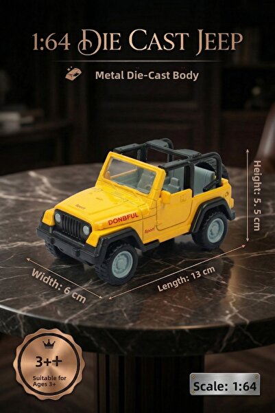 craftivio 1:64 Scale Metal Die-Cast Yellow Jeep Toy Car - Off-Road Vehicle Di...