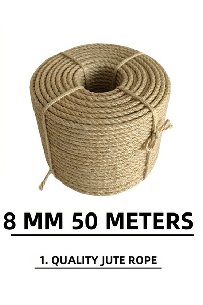 Ambarope 8 mm 50 Meters Jute Rope Straw Decor Ornament Jute Rope