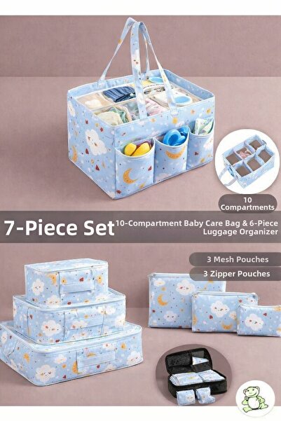MorPort 7-Piece Set I 6-Piece Set Patterned Multi-Purpose Organizer in Suitca...