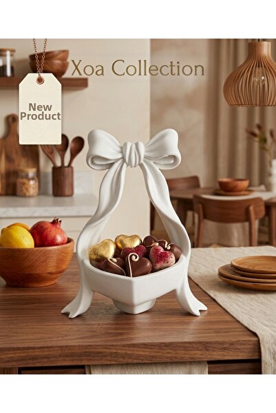 XOA Collection وعاء على شكل قلب مع تفاصيل على شكل شريط |   وعاء للحلوى وصينية...