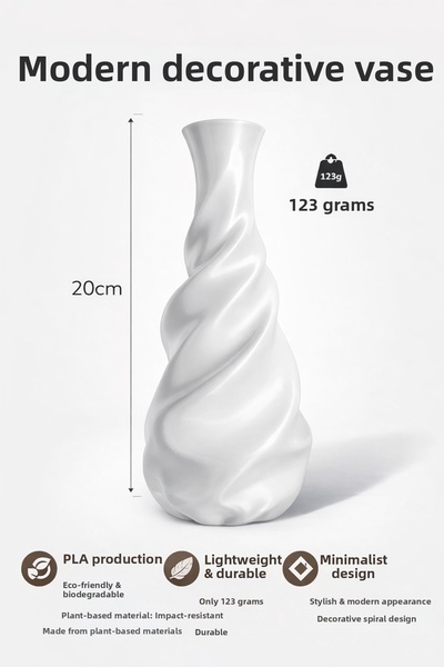 StudioAslanDesign Modern Decorative Vase 20 cm |   Premium Minimal Design |  ...