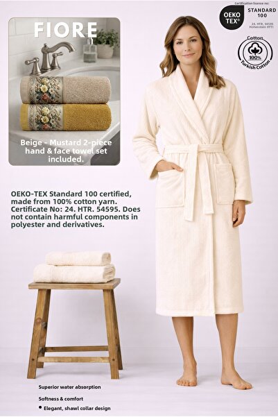 Ellaline Σετ γυναικείων ριγέ μπουρνούζια 3 τεμαχίων 100% βαμβάκι πιστοποιημέν...