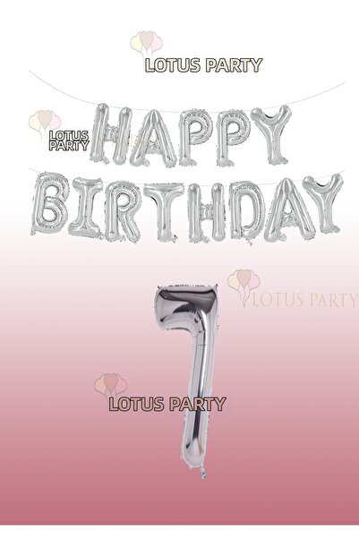 LOTUS PARTY بالون فويل فضي اللون مكتوب عليه عيد ميلاد سعيد - رقم فضي 1 سنة