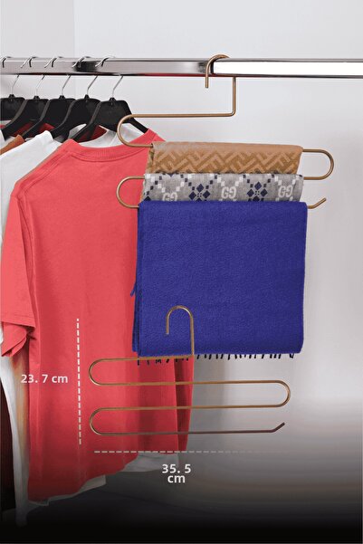 Edora Home Σετ 5 τεμαχίων ματ χρυσό κρεμάστρες παντελονιών 3 επιπέδων για ντο...