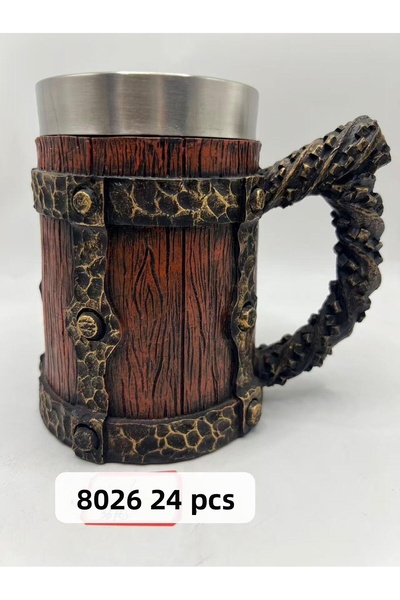 Twin Store كوب فولاذي كبير الحجم بتصميم عتيق، كود 8026