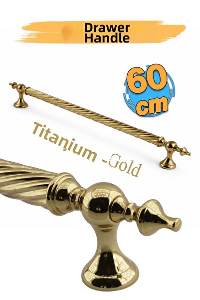 Badem10 Burgulu Titanium Gold 60 cm Ατσάλινη λαβή πόρτας Συρόμενη εξωτερική λ...