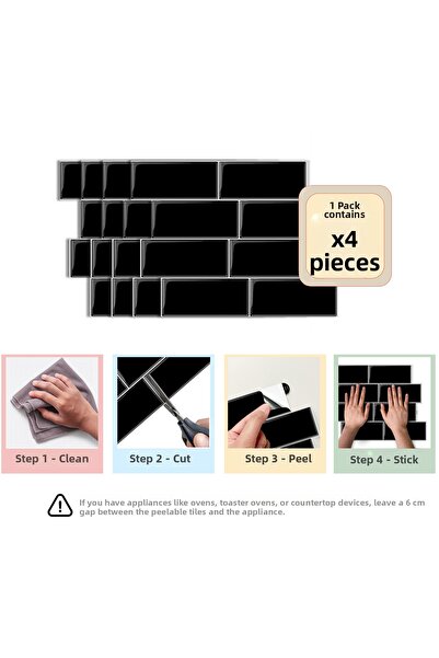 Stickez Tiles 3D Self-Adhesive Wall Tiles 29.36 cm X 21.28 cm (4 Pieces) 0.25...
