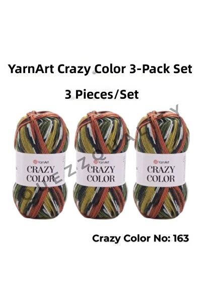 Yarnart Σετ Crazy Color 3 τεμαχίων Νήμα Πλεξίματος Χειροποίητο Μαρμάρινο Νο: 110