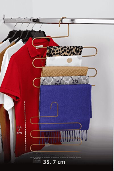 Edora Home Σετ 5 τεμαχίων ματ χρυσό κρεμάστρες παντελονιών 5 επιπέδων για ντο...