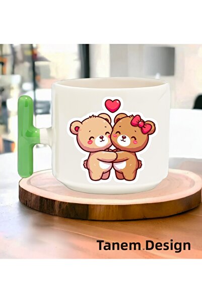 Tanem Tasarım كوب قهوة وشاي هدية ليوم الحب 015 - كوب بمقبض على شكل حرف T