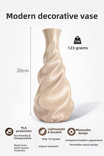 StudioAslanDesign Modern Decorative Vase 20 cm |   Premium Minimal Design |  ...
