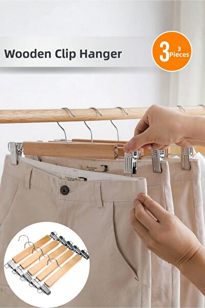 Orvila 3 Ξύλινα μανταλάκια παντελόνια και κρεμάστρα ρούχων