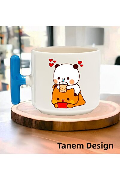Tanem Tasarım كوب قهوة وشاي هدية ليوم الحب - كوب بمقبض على شكل حرف T