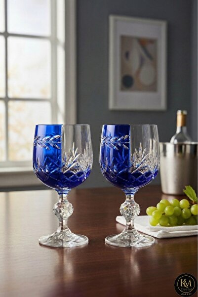 Kristal Market Handmade Crystal Bohemia Blue Double Color Decorative Presenta...